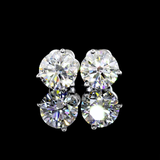 Lab-Grown 3.04 Carat Round E-VS1 Diamond 14K White Gold Martini Earrings