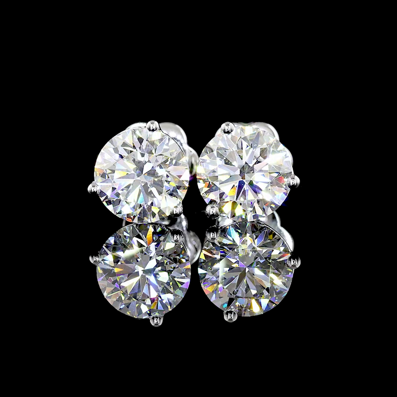 Lab-Grown 3.01 Carat Round E-VVS2 Diamond 14K White Gold Martini Earrings