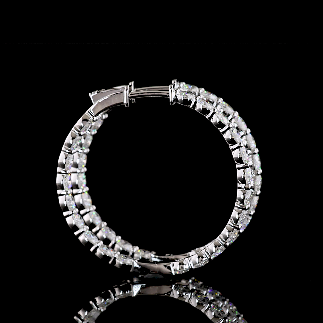 Lab-Grown 5.32 Carat Round E-F-VS1 Diamond Silver Hoops Earrings