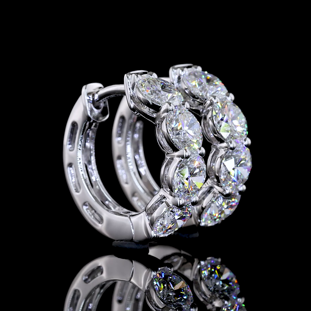 Lab-Grown 1.94 Carat Round E-F-VS1 Diamond Silver Huggies Earrings
