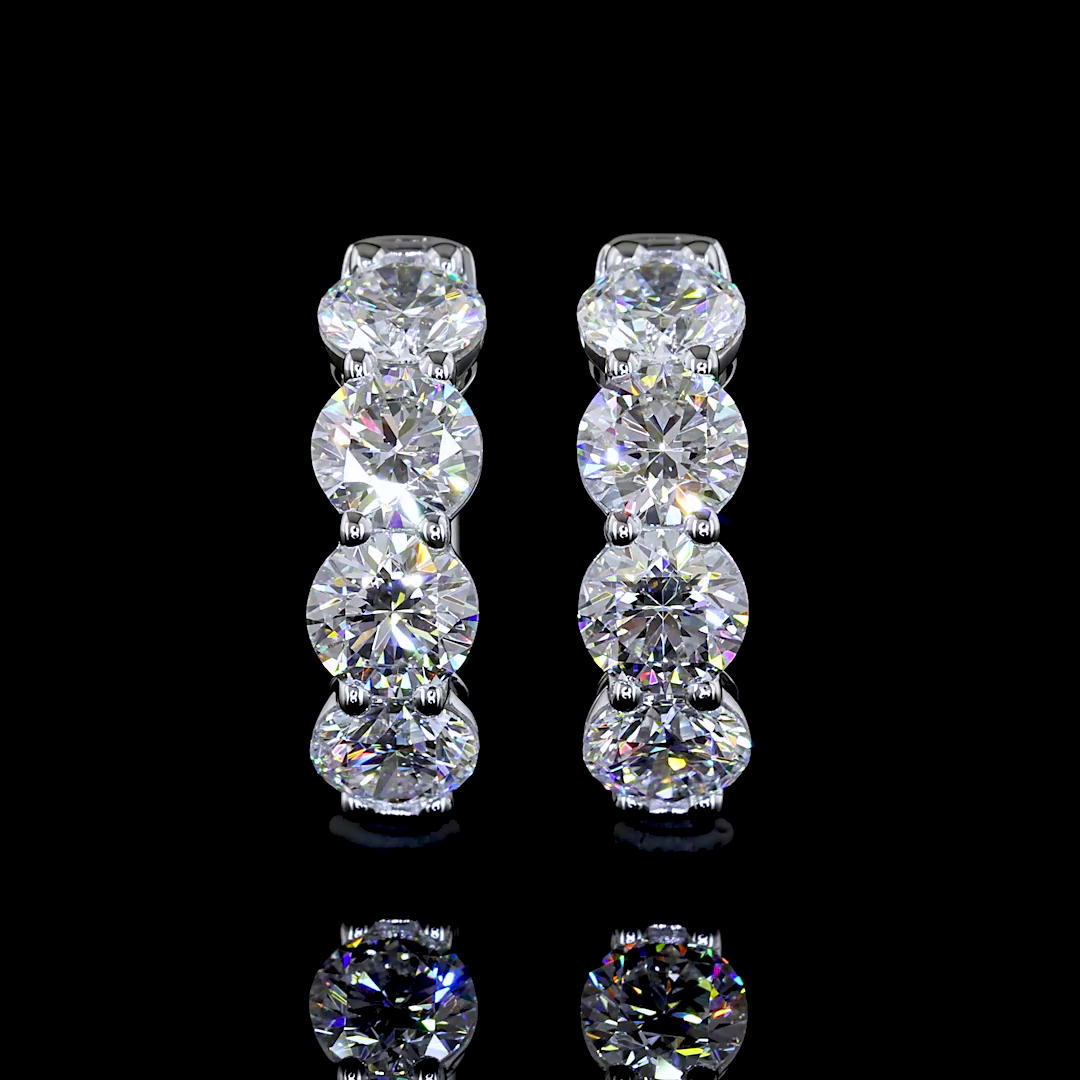 Lab-Grown 1.94 Carat Round E-F-VS1 Diamond Silver Huggies Earrings
