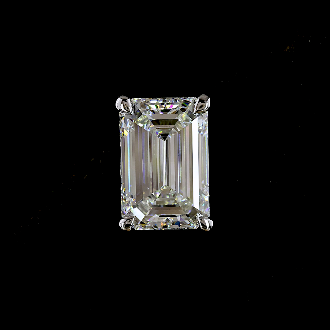 Lab-Grown 5.39 Carat Emerald E-F-VS1 Diamond 14K White Gold Studs Earrings