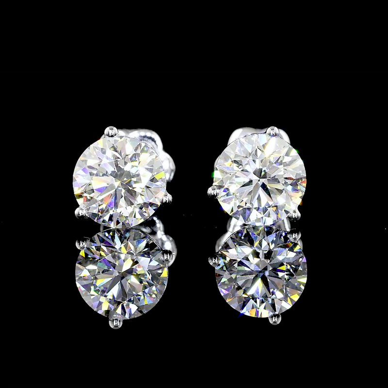 Lab-Grown 3.03 Carat Round E-VS1 Diamond 14K White Gold Martini Earrings