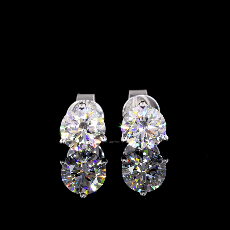 Lab-Grown 1.46 Carat Round D-VS2 Diamond 14K White Gold Martini Earrings