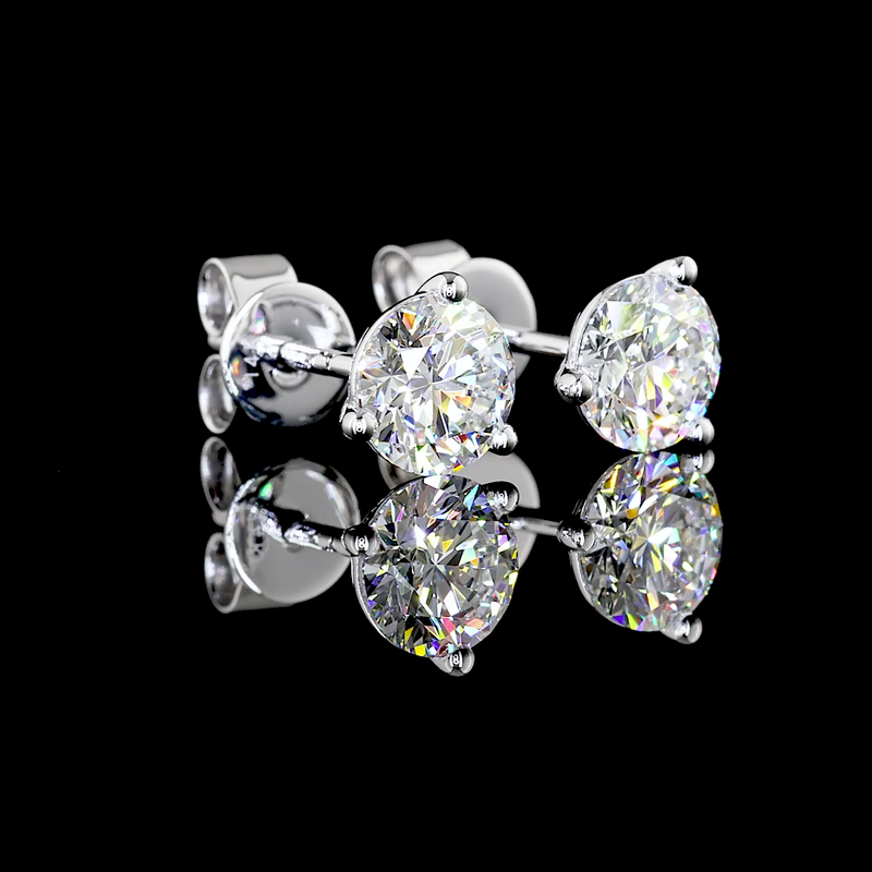 Lab-Grown 1.46 Carat Round D-VVS2 Diamond 14K White Gold Martini Earrings