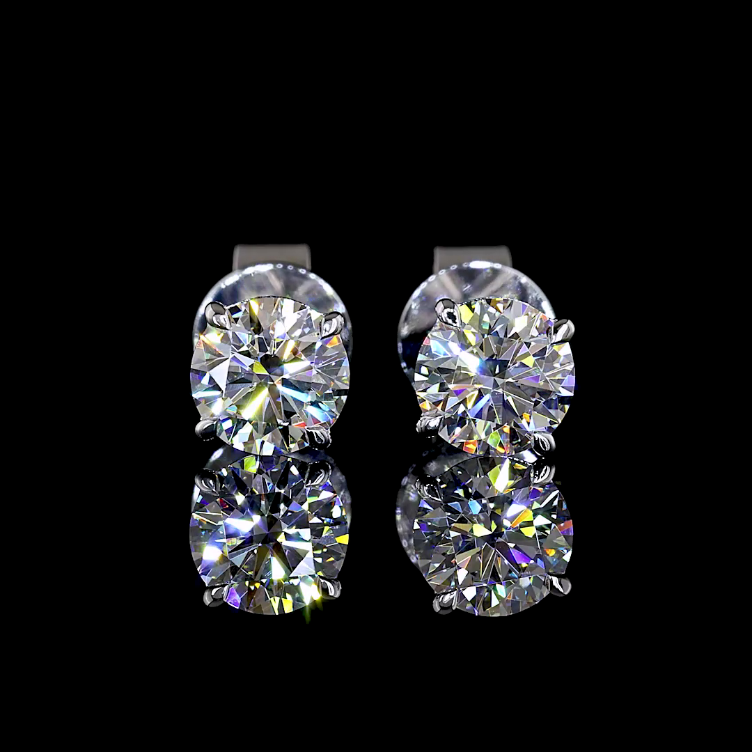 Lab-Grown 1.06 Carat Round E-F-VS1 Diamond 14K White Gold Studs Earrings