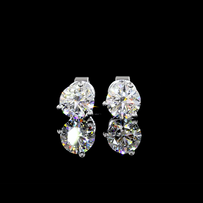 Lab-Grown 1.46 Carat Round D-VS1 Diamond 14K White Gold Martini Earrings