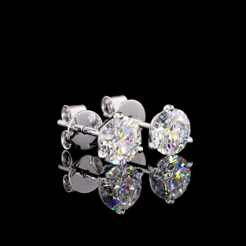 Lab-Grown 1.48 Carat Round D-VVS2 Diamond 14K White Gold Martini Earrings