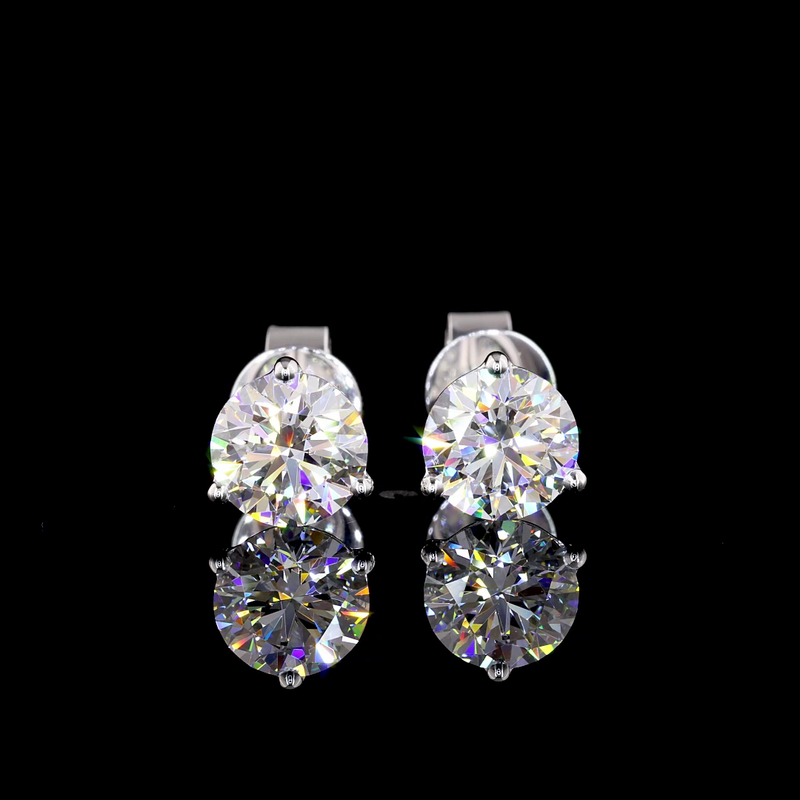 Lab-Grown 1.48 Carat Round D-VVS2 Diamond 14K White Gold Martini Earrings