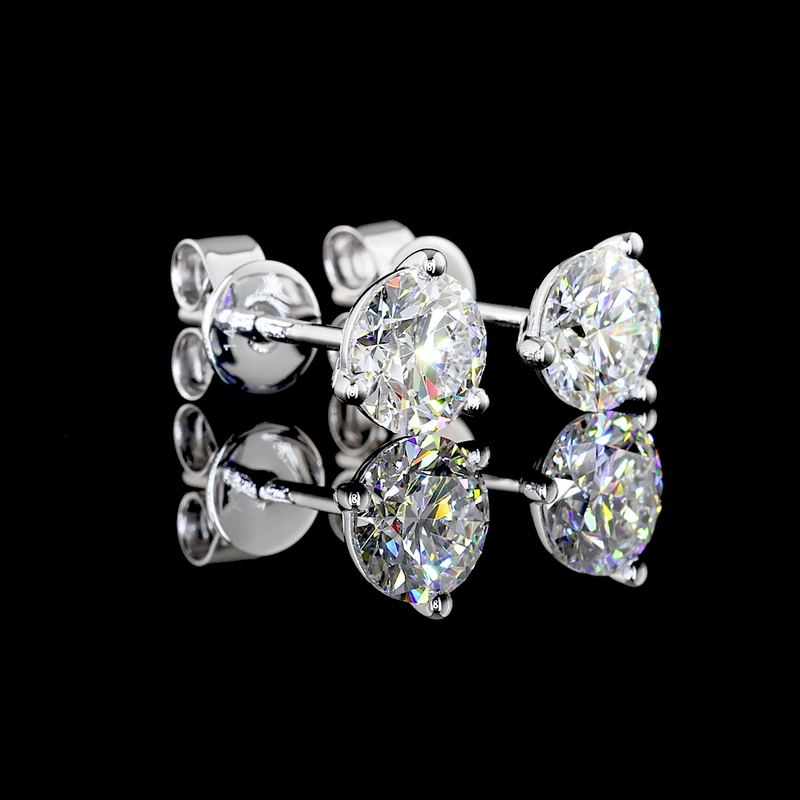Lab-Grown 1.48 Carat Round D-VS1 Diamond 14K White Gold Martini Earrings