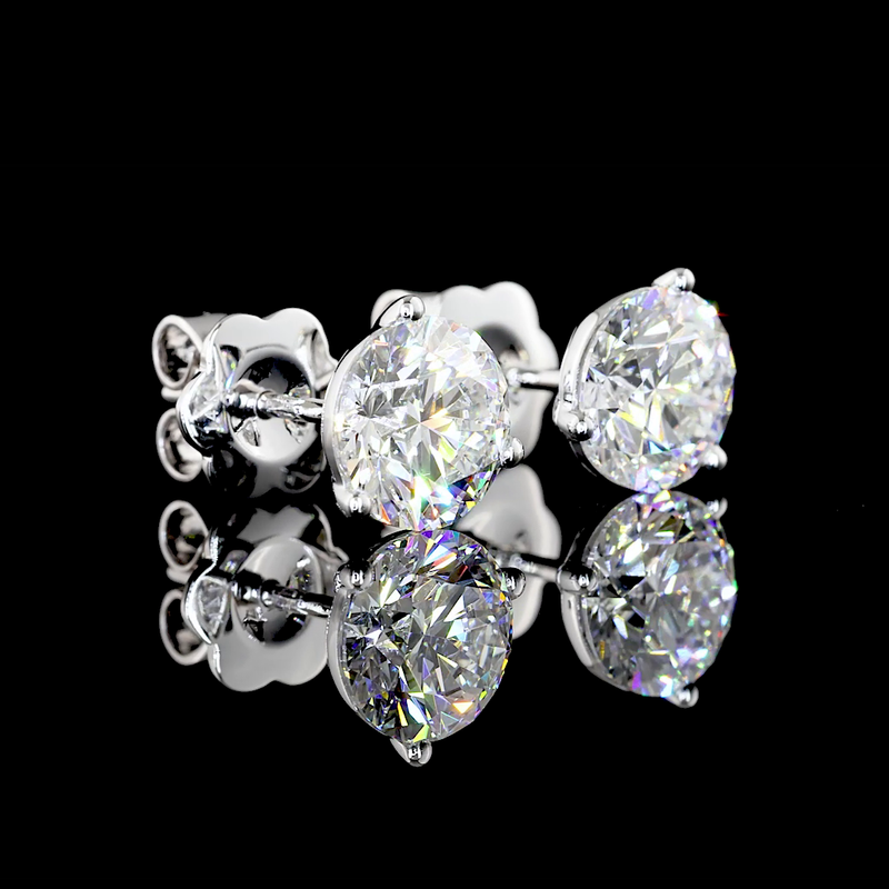 Lab-Grown 3.00 Carat Round E-VS1 Diamond 14K White Gold Martini Earrings