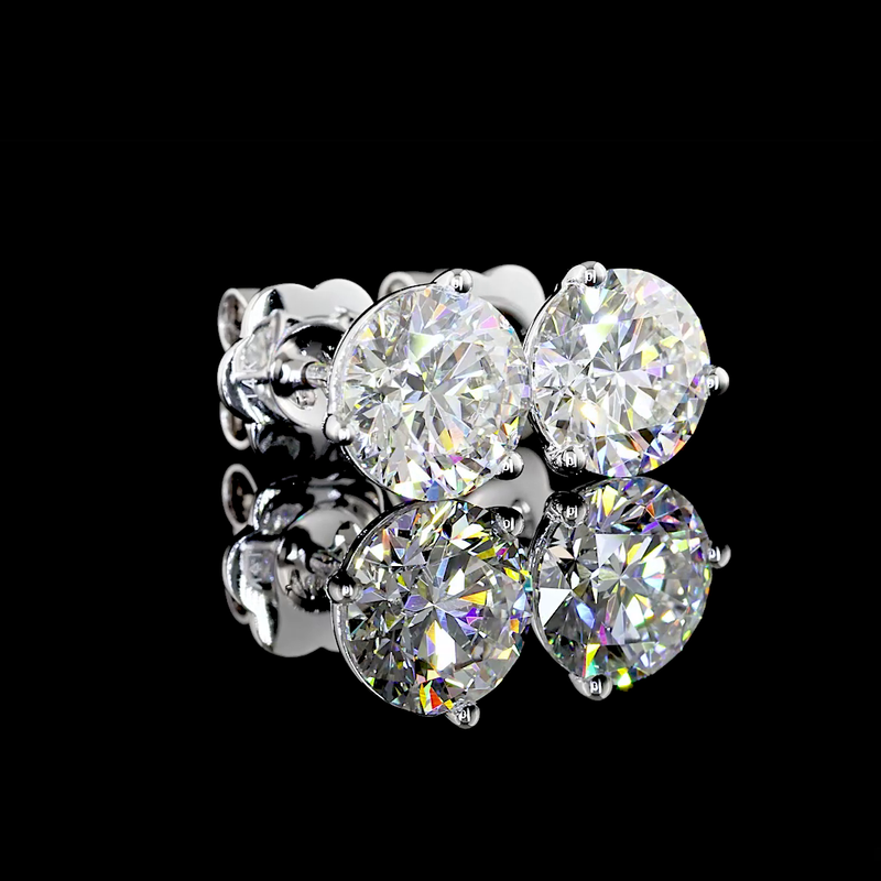 Lab-Grown 3.06 Carat Round E-VS1 Diamond 14K White Gold Martini Earrings