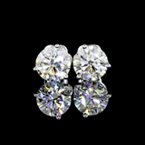 Lab-Grown 3.06 Carat Round D-VS1 Diamond 14K White Gold Martini Earrings