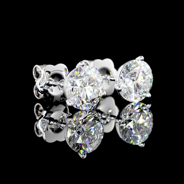Lab-Grown 3.00 Carat Round E-VVS2 Diamond 14K White Gold Martini Earrings