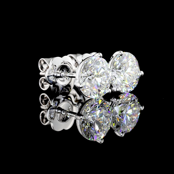 Lab-Grown 3.02 Carat Round D-VS1 Diamond 14K White Gold Martini Earrings
