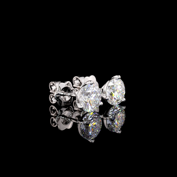 Lab-Grown 3.04 Carat Round D-VS1 Diamond 14K White Gold Martini Earrings
