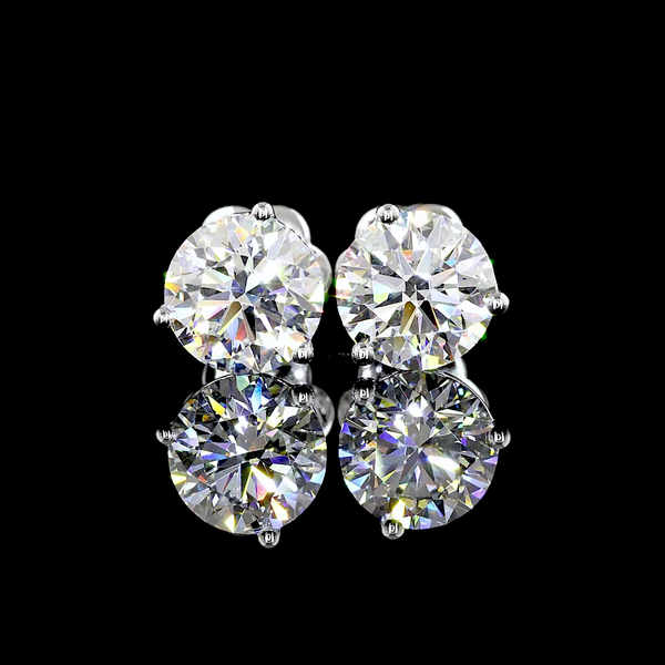 Lab-Grown 3.04 Carat Round E-VS1 Diamond 14K White Gold Martini Earrings