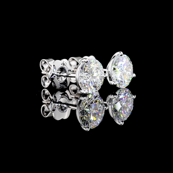 Lab-Grown 2.46 Carat Round D-VS1 Diamond 14K White Gold Martini Earrings