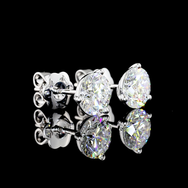 Lab-Grown 2.48 Carat Round D-VS1 Diamond 14K White Gold Martini Earrings