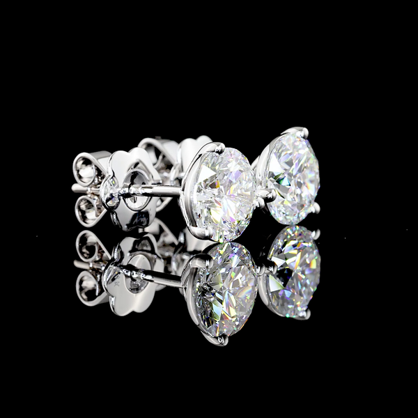 Lab-Grown 2.45 Carat Round E-VS1 Diamond 14K White Gold Martini Earrings