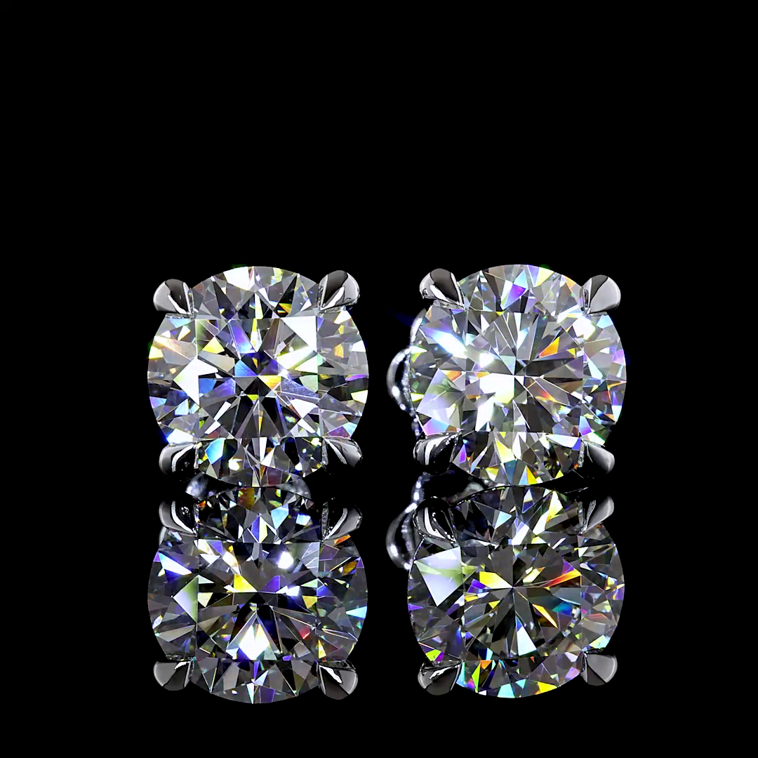 Lab-Grown 5.13 Carat Round D-VVS2 Diamond 14K White Gold Studs Earrings