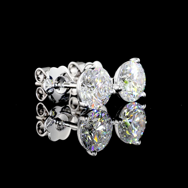 Lab-Grown 2.58 Carat Round D-VVS1 Diamond 14K White Gold Martini Earrings