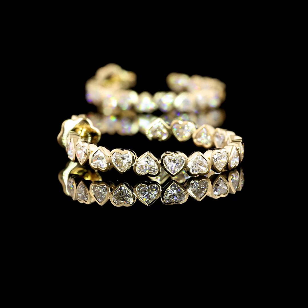 Lab-Grown 4.28 Carat Heart F-VS1 Diamond 14K Yellow Gold C Hoops Earrings