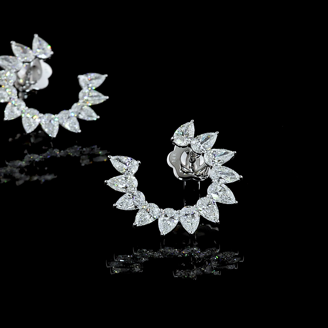 Lab-Grown 2.75 Carat Pear F-VS1 Diamond 14K White Gold Special Earrings