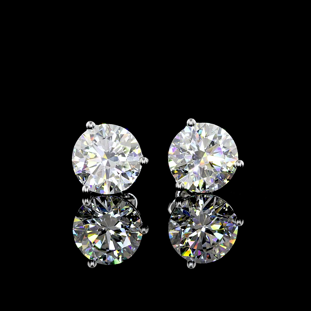 Lab-Grown 6.17 Carat Round E-VS1 Diamond 14K White Gold Martini Earrings