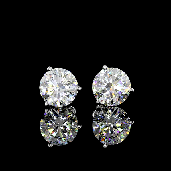 Lab-Grown 6.19 Carat Round E-VS1 Diamond 14K White Gold Martini Earrings