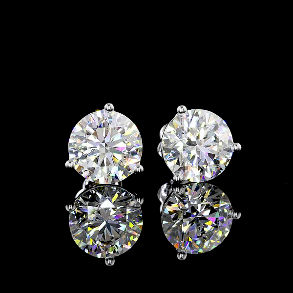 Lab-Grown 6.05 Carat Round E-VS1 Diamond 14K White Gold Martini Earrings