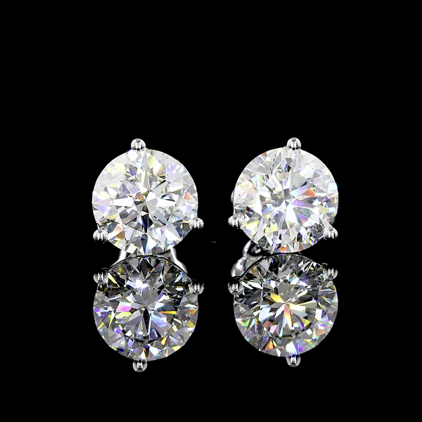 Lab-Grown 6.05 Carat Round E-VS1 Diamond 14K White Gold Martini Earrings