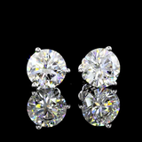 Lab-Grown 8.07 Carat Round E-VS1 Diamond 14K White Gold Martini Earrings