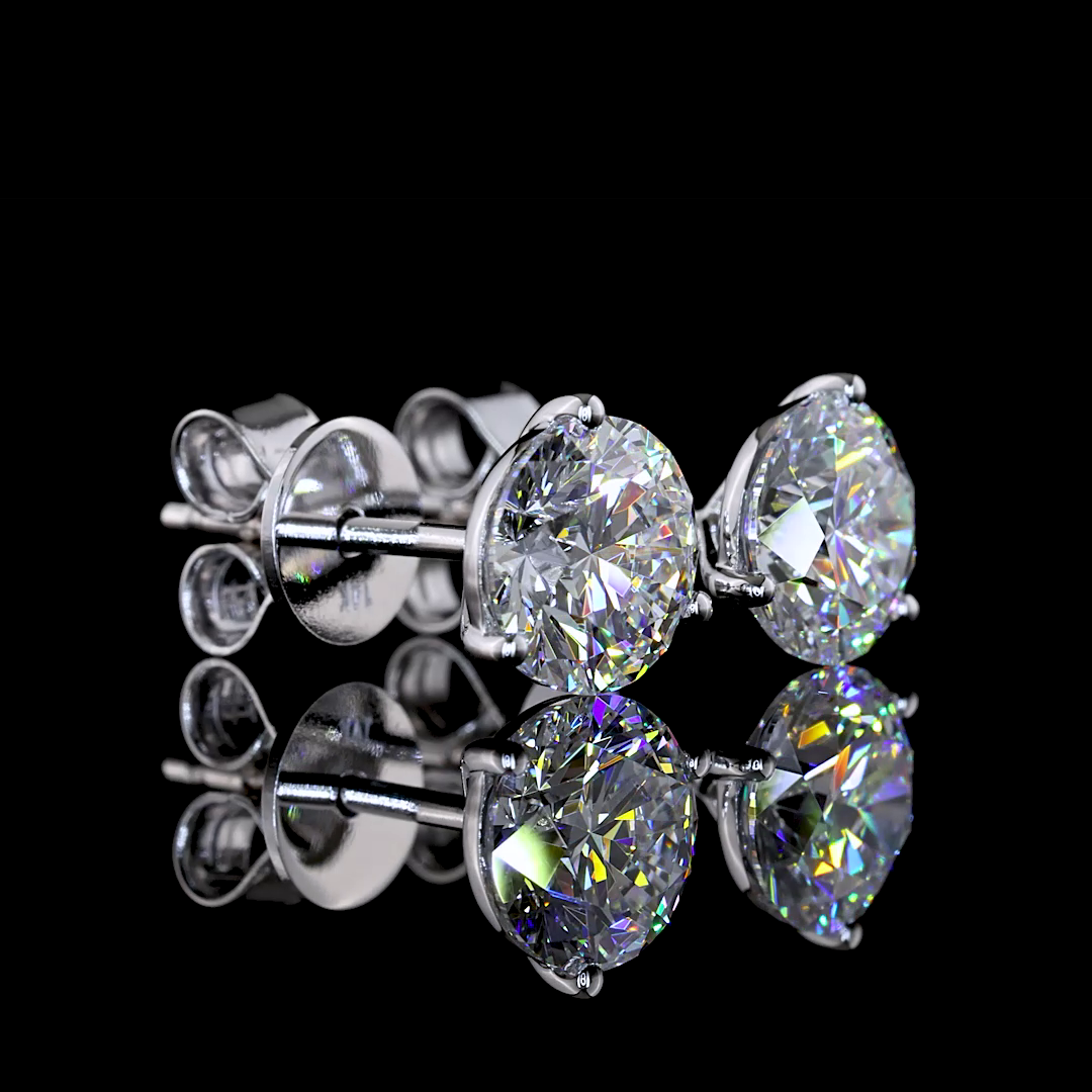 Lab-Grown 2.03 Carat Round E-F-VS1 Diamond 14K White Gold Martini Earrings