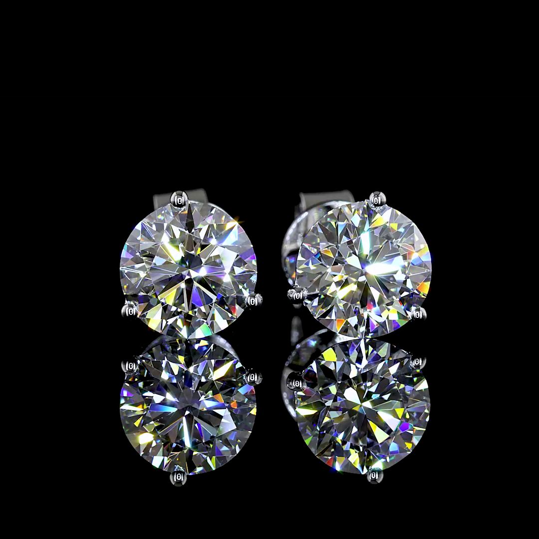 Lab-Grown 2.03 Carat Round E-F-VS1 Diamond 14K White Gold Martini Earrings