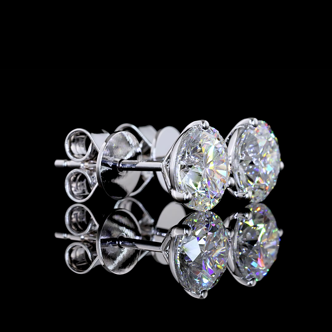 Lab-Grown 2.03 Carat Round D-VS1 Diamond 14K White Gold Martini Earrings