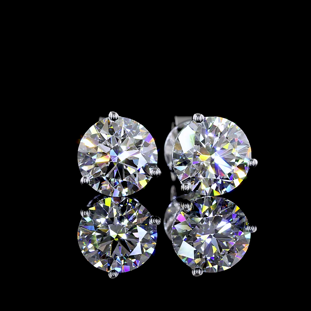 Lab-Grown 2.03 Carat Round D-VS1 Diamond 14K White Gold Martini Earrings