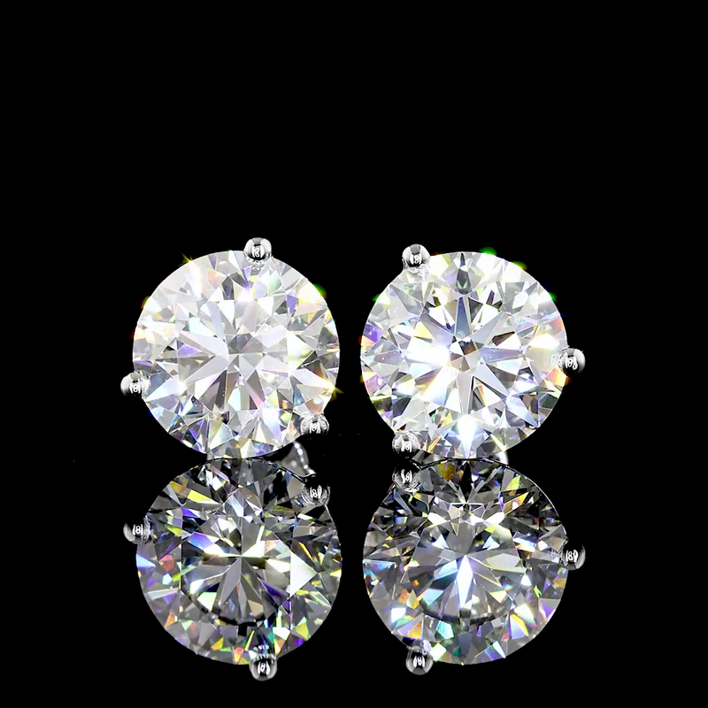 Lab-Grown 8.17 Carat Round E-VS1 Diamond 14K White Gold Martini Earrings