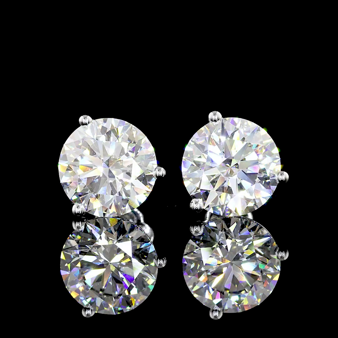 Lab-Grown 8.11 Carat Round E-VS1 Diamond 14K White Gold Martini Earrings