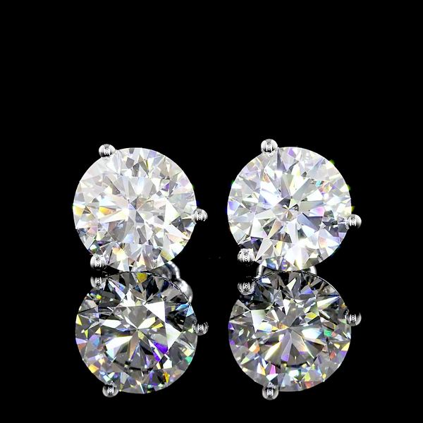 Lab-Grown 8.11 Carat Round E-VS1 Diamond 14K White Gold Martini Earrings
