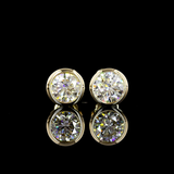 Lab-Grown 2.02 Carat Round D-VS1 Diamond 14K Yellow Gold Studs Earrings