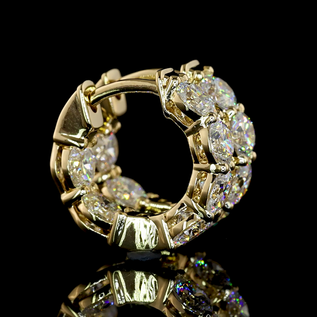 Lab-Grown 1.93 Carat Round E-F-VS1 Diamond 14K Yellow Gold Huggies Earrings
