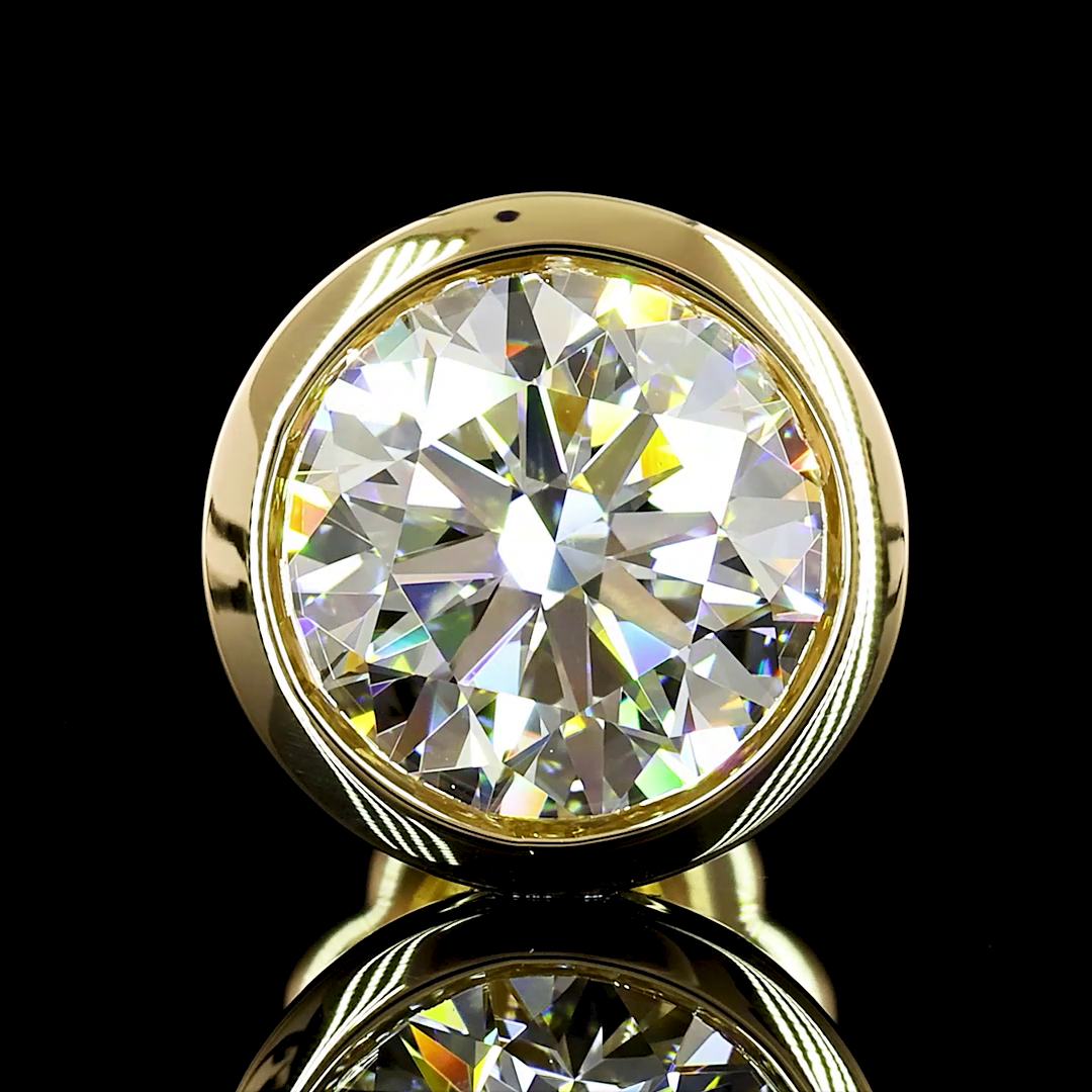 Lab-Grown 3.06 Carat Round D-VS1 Diamond 14K Yellow Gold Studs Earrings