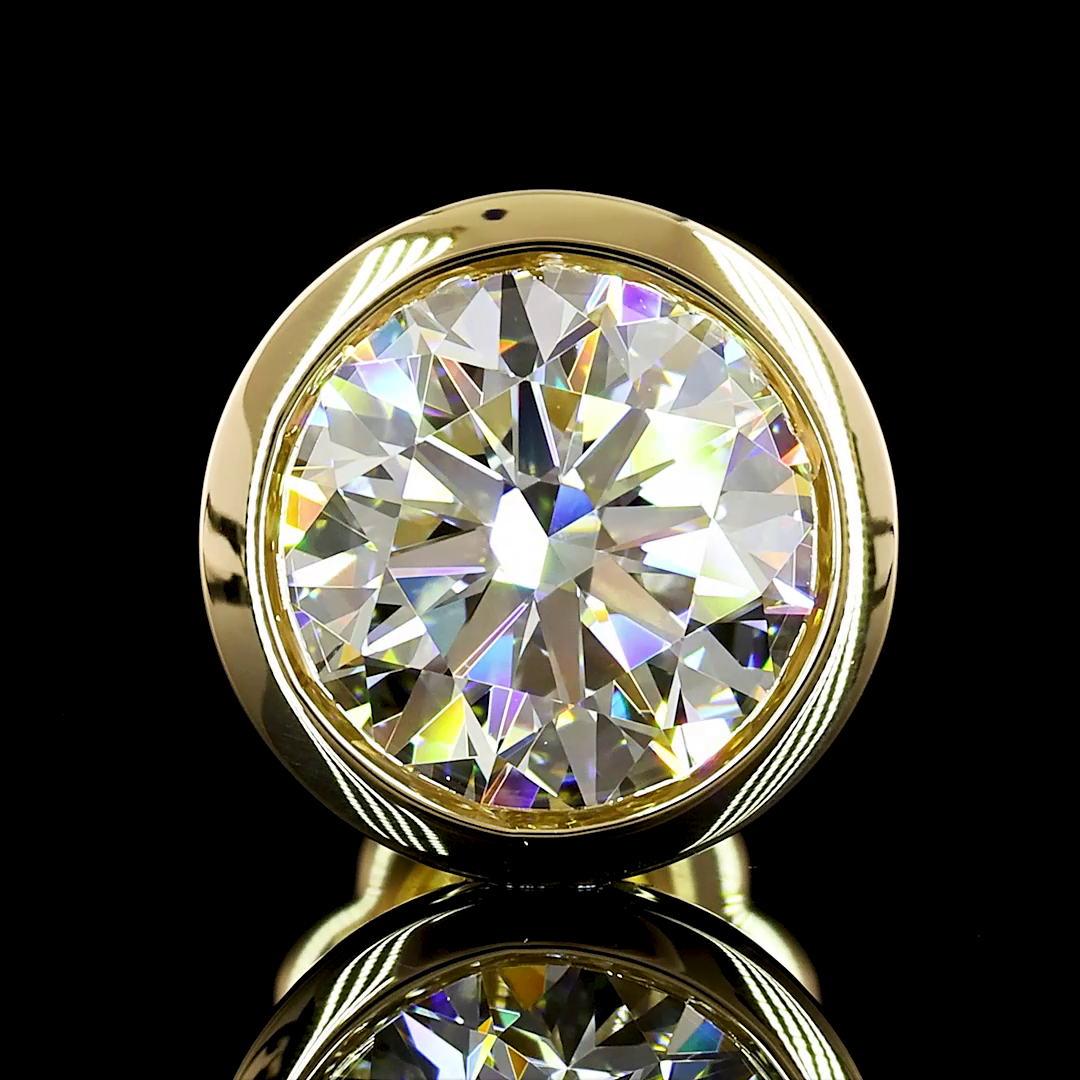 Lab-Grown 3.01 Carat Round E-VVS2 Diamond 14K Yellow Gold Studs Earrings