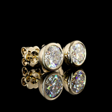 Lab-Grown 3.14 Carat Round D-VS1 Diamond 14K Yellow Gold Studs Earrings