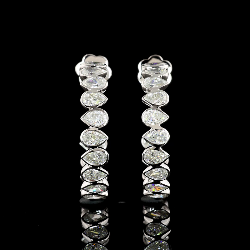 Lab-Grown 5.72 Carat Pear F-VS2 Diamond 14K White Gold C Hoops Earrings