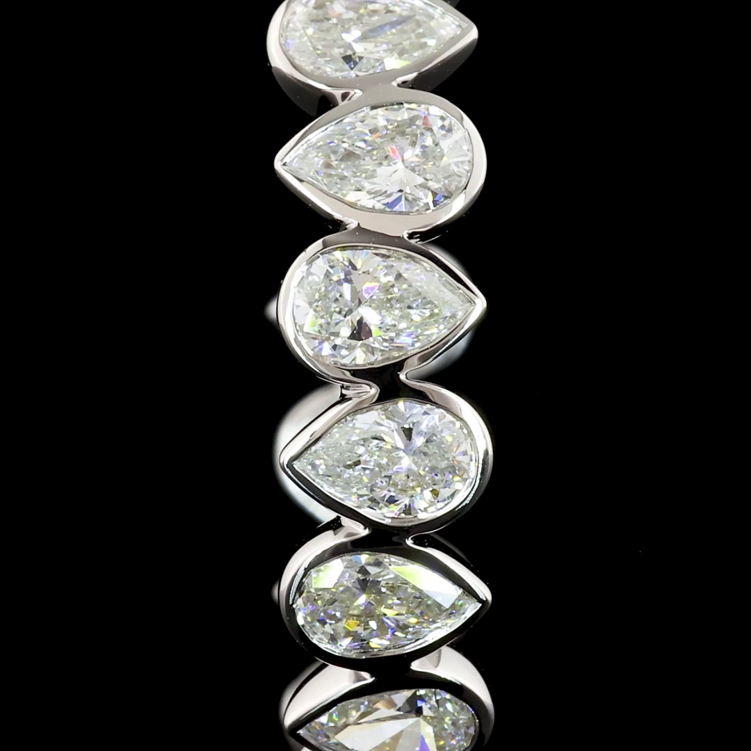 Lab-Grown 5.72 Carat Pear E-F-VS2 Diamond 14K White Gold C Hoops Earrings