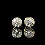 Lab-Grown 2.07 Carat Round D-VVS2 Diamond 14K Yellow Gold Studs Earrings