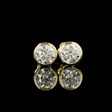 Lab-Grown 2.09 Carat Round E-VVS2 Diamond 14K Yellow Gold Studs Earrings