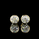 Lab-Grown 2.06 Carat Round D-VVS2 Diamond 14K Yellow Gold Studs Earrings